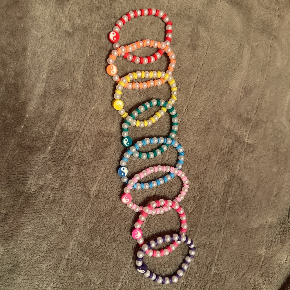 rainbow ying-yang pearl bracelets